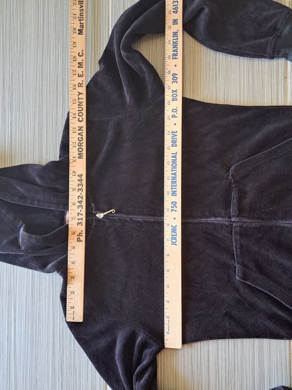 Y2K Juicy Couture Black Velour Hoodie Sunflower Embroidered Logo Womens Size XS - Picture 11 of 13